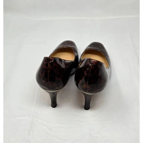 Cole Haan Tortoise Shell Pattern Brown Patent Leather Pump Heels Size 9 B - Picture 4 of 7